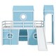 preview thumbnail 9 of 57, House Low Loft Bed with Slide & Tent Solid Wood Kids Loft Bed Frame with Tower and Ladders for Kids Teens Boys & Girls