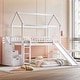 preview thumbnail 22 of 38, Multifunctional Twin Over Twin Bunk Bed with Two Drawers and Slide,House Bed with Roof