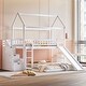 preview thumbnail 1 of 7, White Wooden Twin over Twin Bunk House Bed Frame with Convertible Slide, Storage Stairs, Ladder, Guardrails for Kids, Teens White - Twin