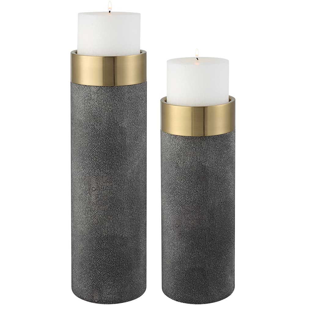 Uttermost Wessex Gray Candleholders, S/2 - 4.625"W x 16"H x 4.625"D