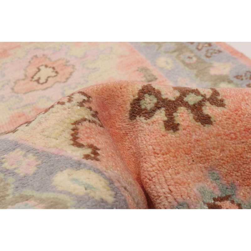 ECARPETGALLERY Hand-knotted Modern Oushak Coral Wool Rug - 2'5 x 7'11