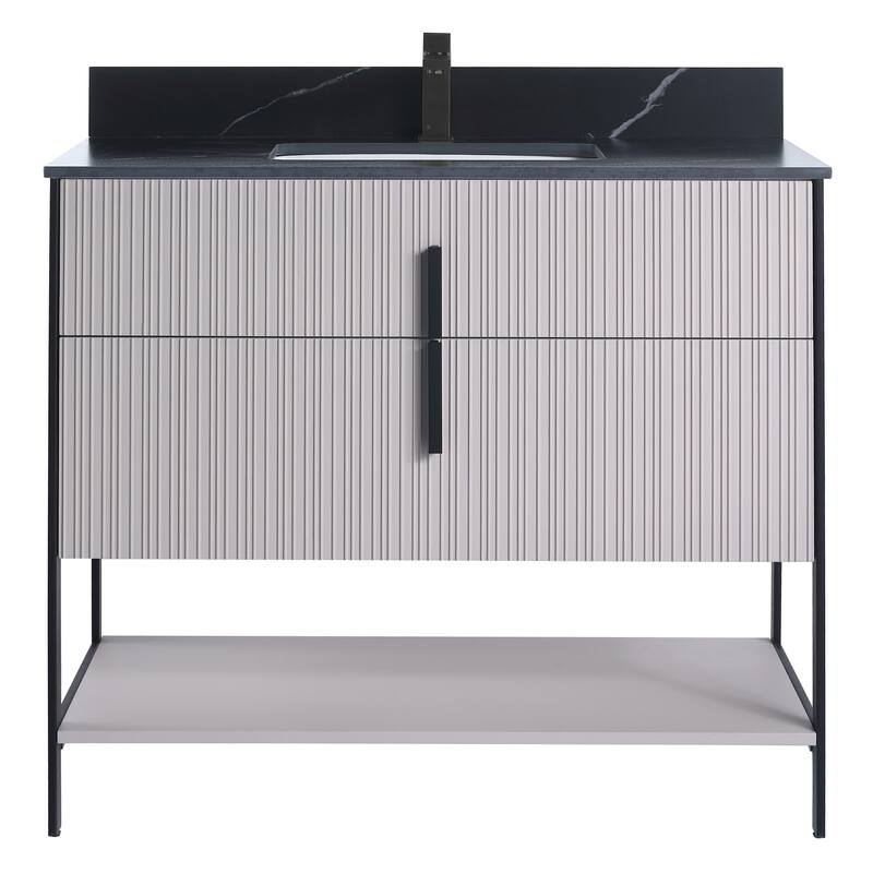 Fine Fixtures Serenity Modern Bathroom Vanity with Black Sintered Stone Top