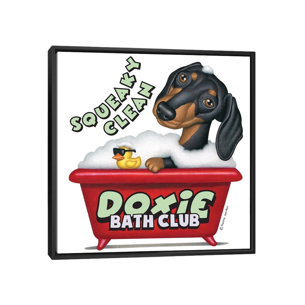 iCanvas "Black Dachshund Squeaky Clean" by Danny Gordon Framed Canvas Print