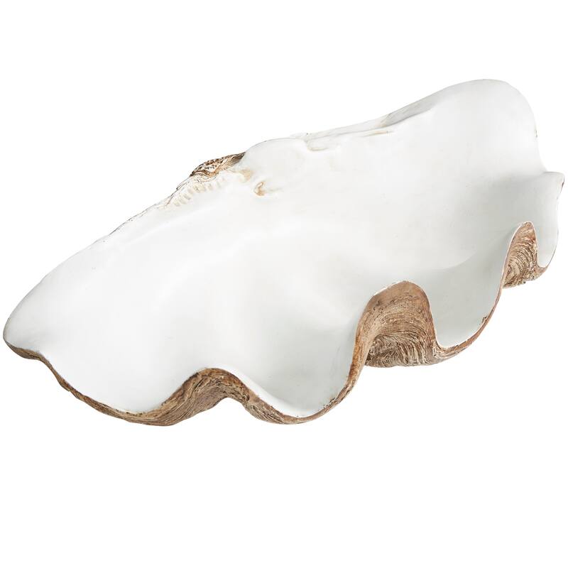 White Polystone Shell Decorative Decorative Bowl