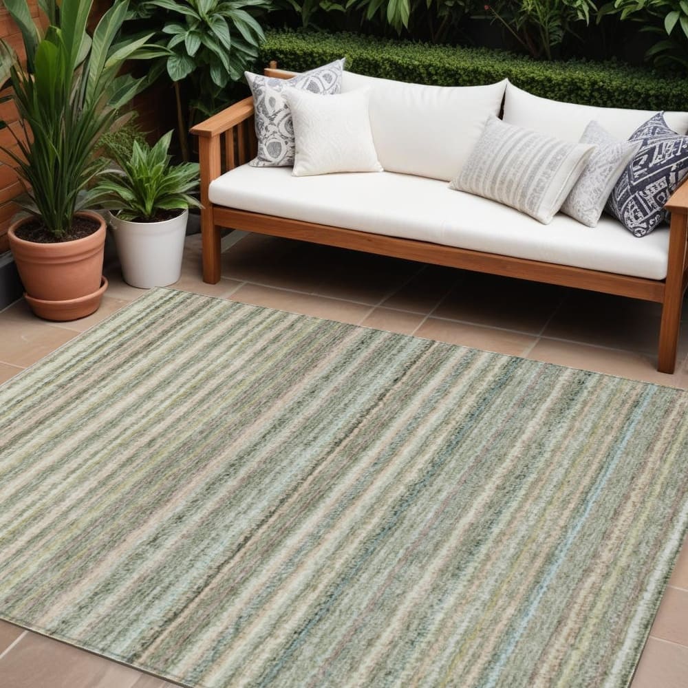 HomeRoots Striped Transitional Rectangle Outdoor Rug