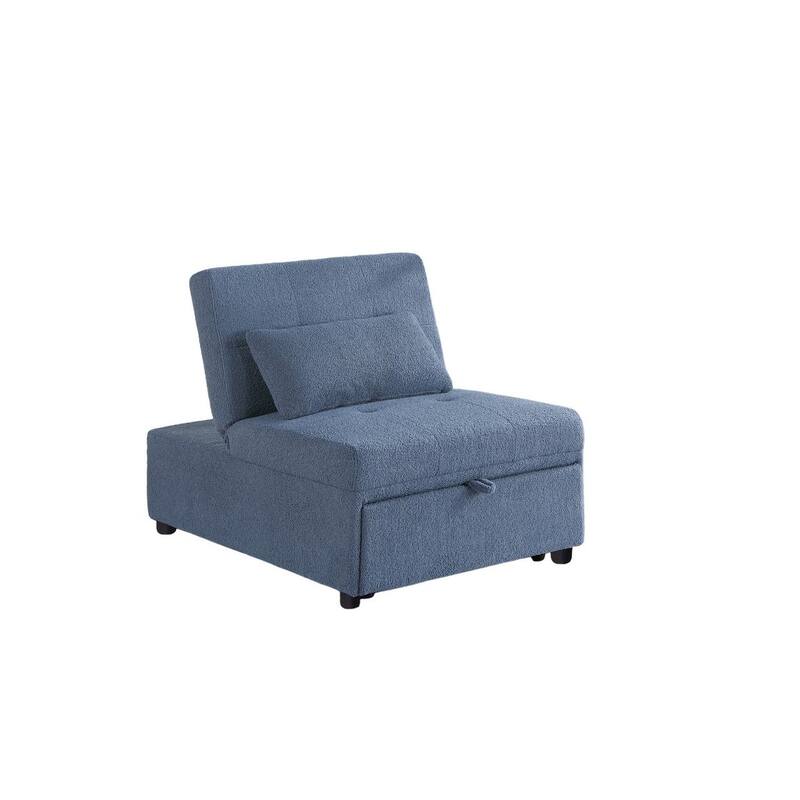 Modern Sherpa Upholstered Sleeper Sofa Chair with Pull-Out Bed & Pillow