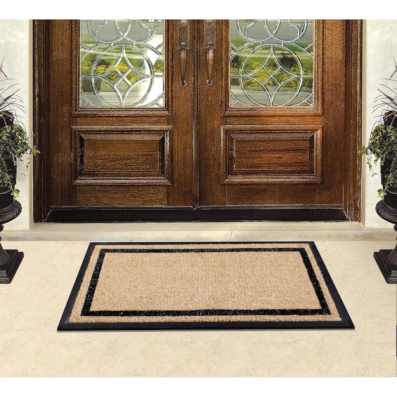 A1HC Rubber and Coir Heavy Weight large Outdoor Durable Doormat 24"X48", Beige