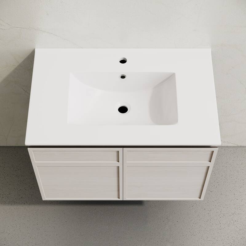 St. Tropez 30" Wall-Mounted Bathroom Vanity In White Oak With Sink Top - 30