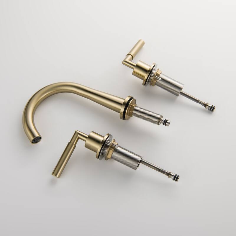 Luxury 2-Handle Gold / Black Bathroom Sink Faucet 3 Hole Widespread In Brass