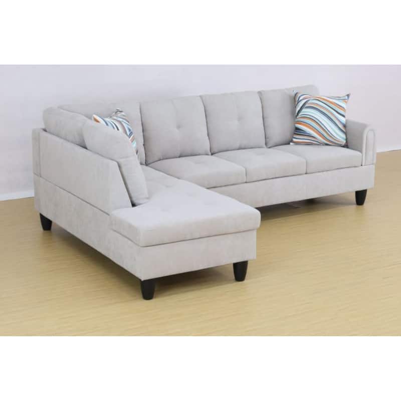KISRAIS 97" Wide 2-Piece Flannel Sectional Sofa for Small Spaces