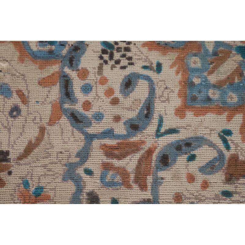 Ivory Floral Tabriz Persian Vintage Rug Handmade Wool Carpet - 6'4"x 9'6"