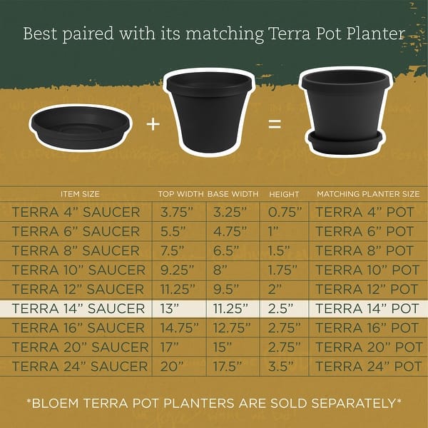 Bloem 14 in. Terra Plant Bowl Planter, Black