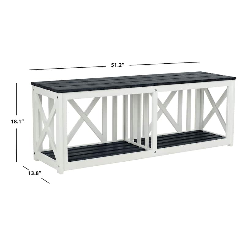 SAFAVIEH Deirdre White / Ash Grey Outdoor Bench - 51Wx14Dx18H