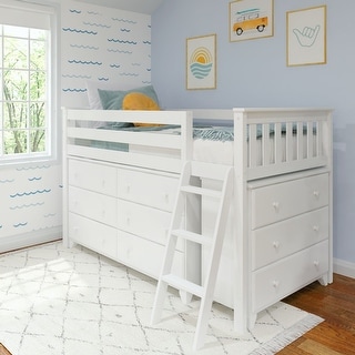 Max and Lily Twin-Size Low Loft with 3-Drawer and 6-Drawer Dressers