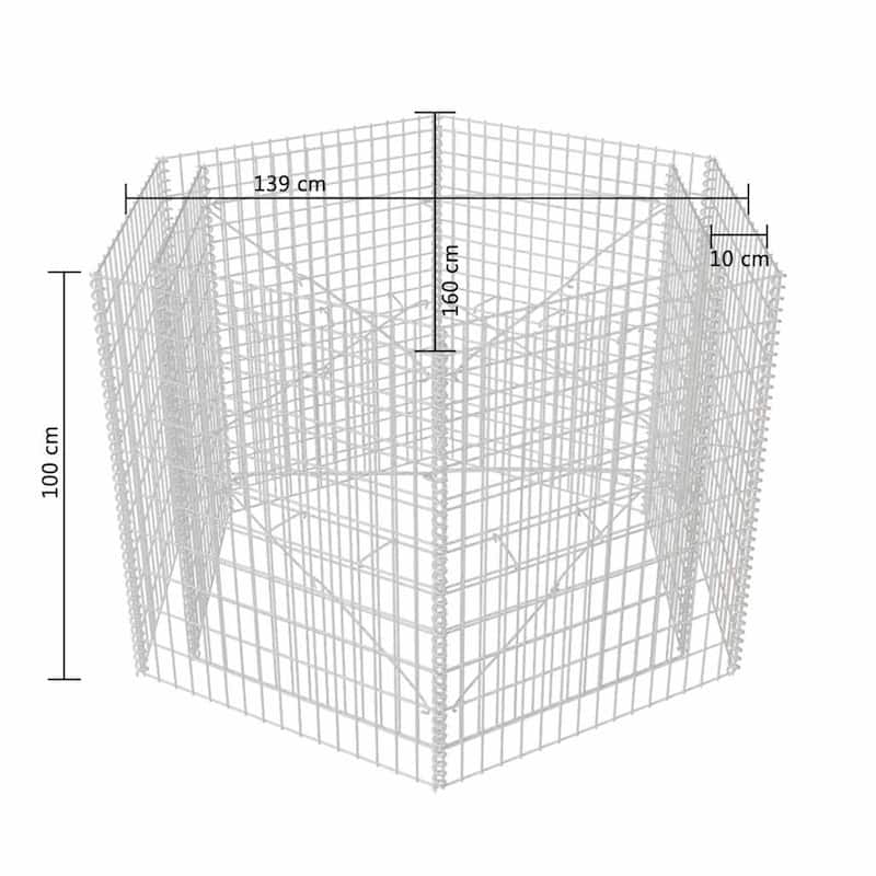 vidaXL Gabion Basket Hexagonal, 63x55.1x39.4 Inches - 63 x 55.1 x 39.4