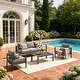 preview thumbnail 5 of 47, Royalcraft 4-Piece All-Aluminum Patio Set with 5" Cushions & 3.2" Widened Armrest, Seats 5, 250 lbs - 4-Piece Sets Grey