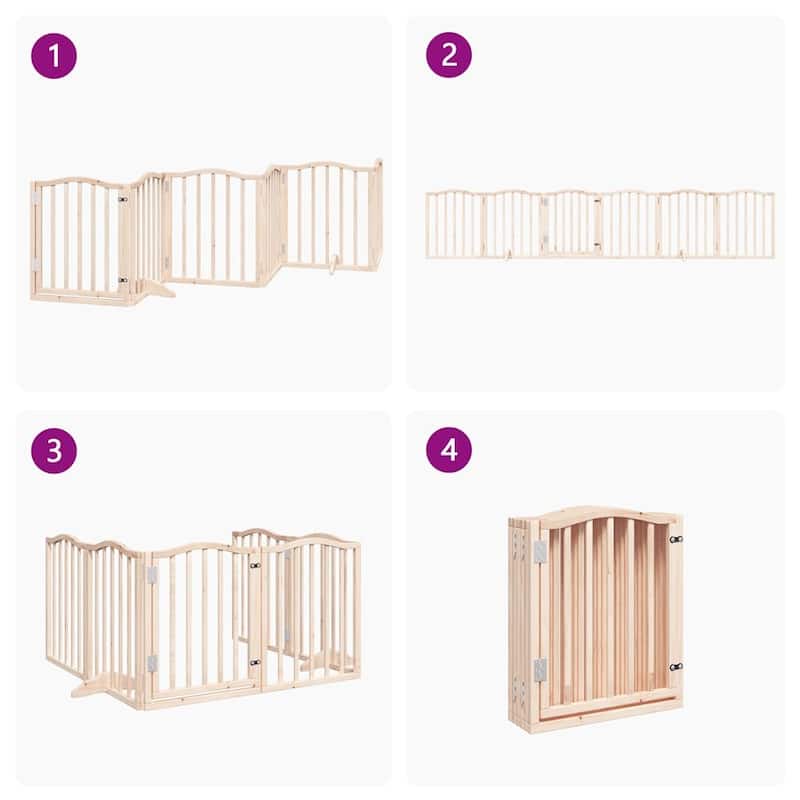 vidaXL Dog Gate with Door Foldable 6 Panels 118.1 " Poplar Wood