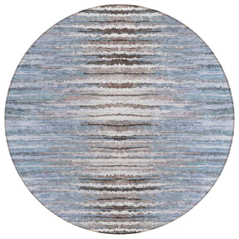 Machine Washable Indoor/ Outdoor Chantille Jagged Stripes Rug