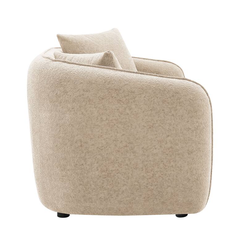 Brown Chenille Loveseat With 2 Matching Color Toss Pillows