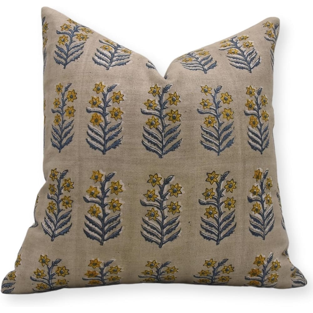 Fabdivine Linen Square Block print pillow Cover
