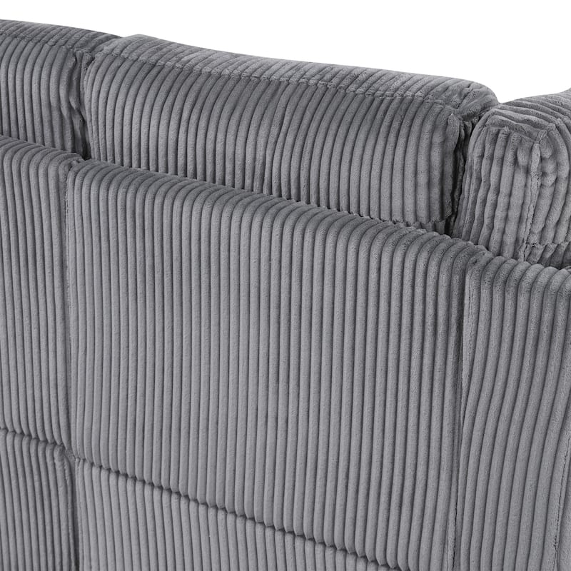 115.6" Corduroy U-Shaped Sectional Sofa with Pull-out Bed, Storage & USB Ports