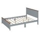 preview thumbnail 7 of 8, Full Size Wood Platform Bed Wooden Slat Support, Vintage Simple Bed Frame with Rectangular Headboard and Footboard, Grey