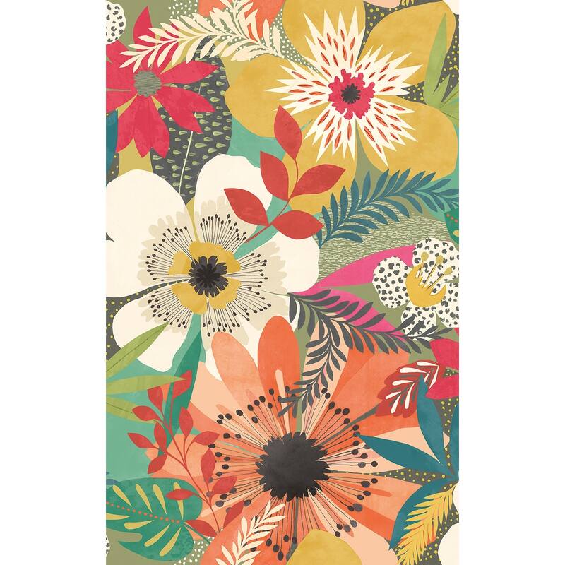 Janis Olive Floral Riot Wallpaper