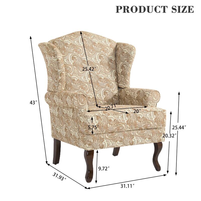 Classic Wingback Accent Chair for Living Room