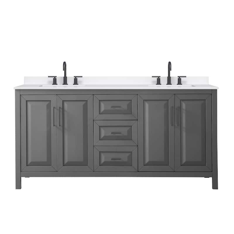 Daria 72-inch Double Vanity, 3 Hole Quartz Top