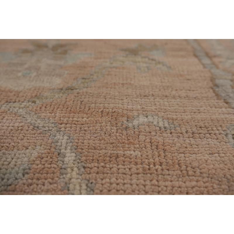 Vegetable Dye Pink Oushak Oriental Area Rug Hand-Knotted Wool Carpet - 3'11"x 5'10"