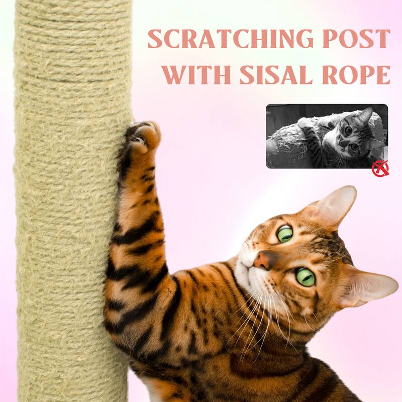 71 inch Flower Cat Tree With large Condo Removable Flower Cushion and Hammock