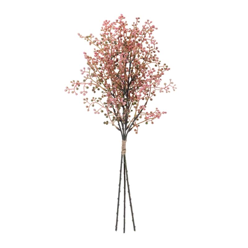 Mini Berry Artificial Bundle Sprays - 20" - Pink and Green - Set of 6
