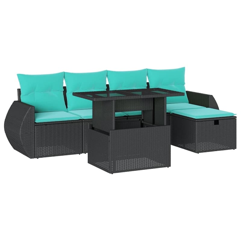 vidaXL Patio Sofa Set with Cushions Sectional Couches 6 Piece Poly Rattan