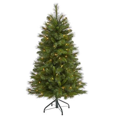 4' West Virginia Mountain Pine Christmas Tree with 100 Clear Light - Green