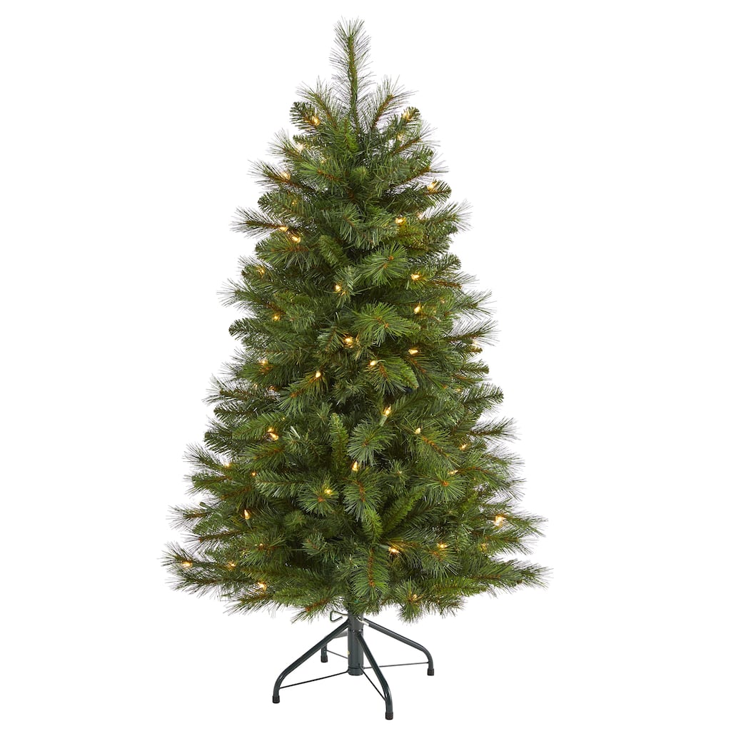4’ Pre-Lit West Virginia Pine Artificial Christmas Tree, Clear LED Lights - 4 Foot