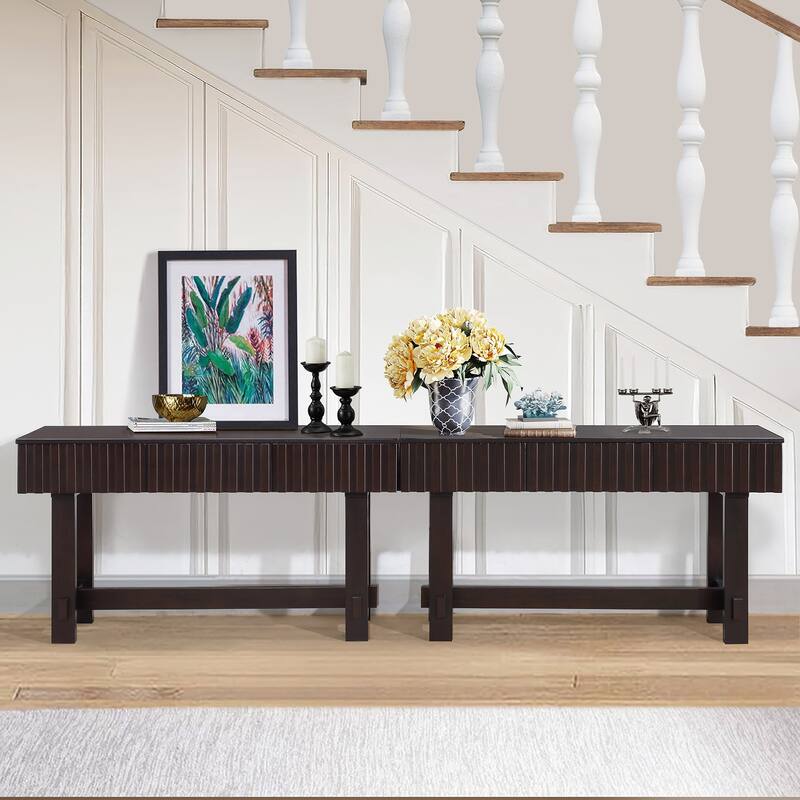 Console Table Hallway Tables with 3 Storage Drawers and Solid Wood Legs, Narrow Couch Tables Behind Sofa Entryway Table