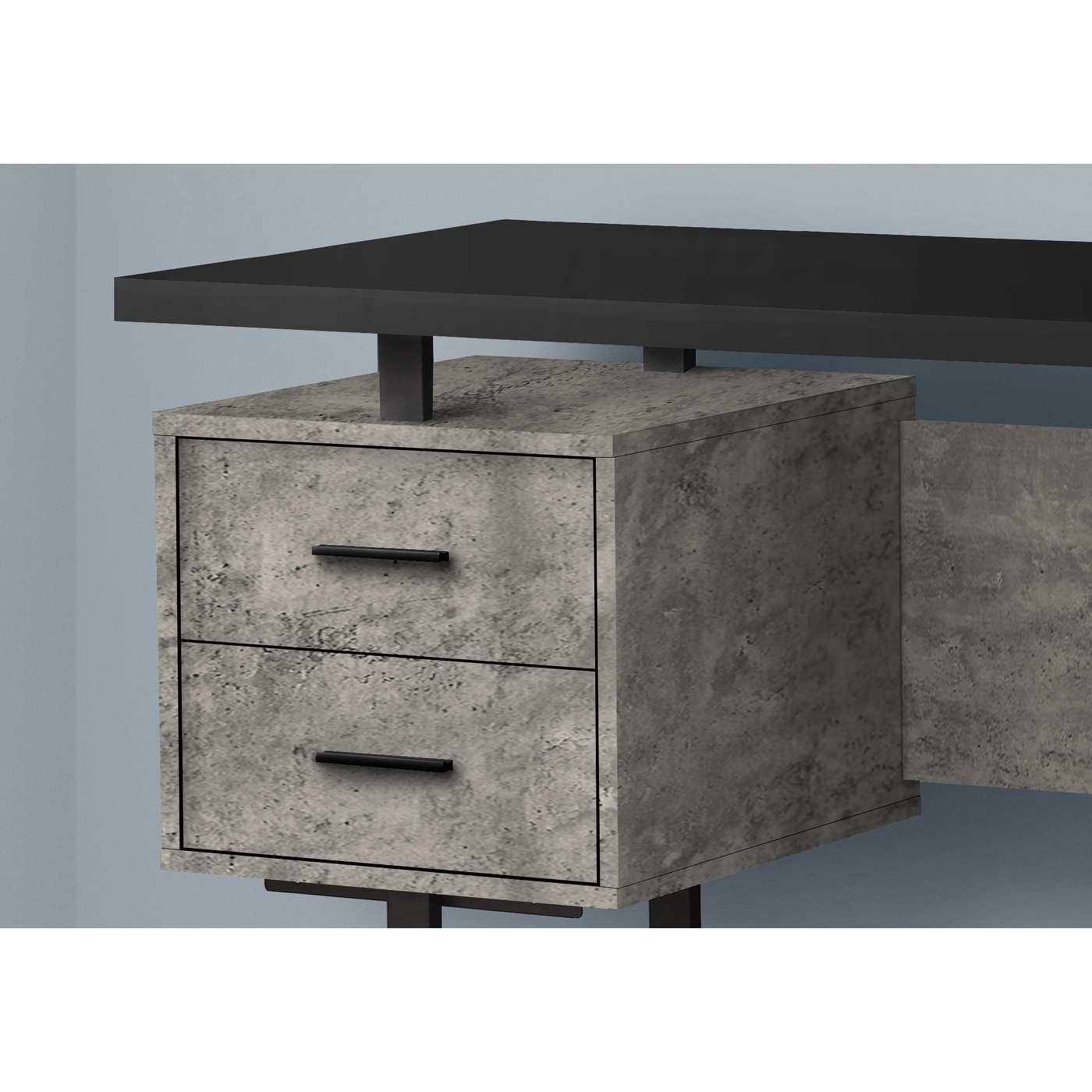 Computer Desk, Home Office, Laptop, Left, Right Set-up, Storage Drawers, 60"l, Work, Black And Grey Concrete Laminate