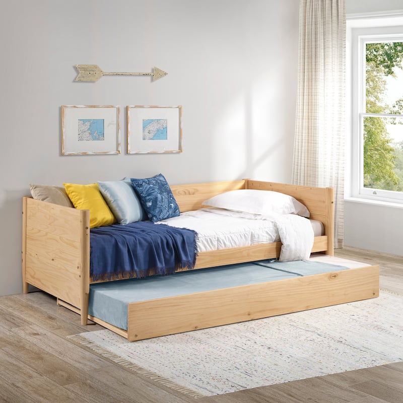 Mid-Century Modern Twin Size Day Bed with Twin Trundle