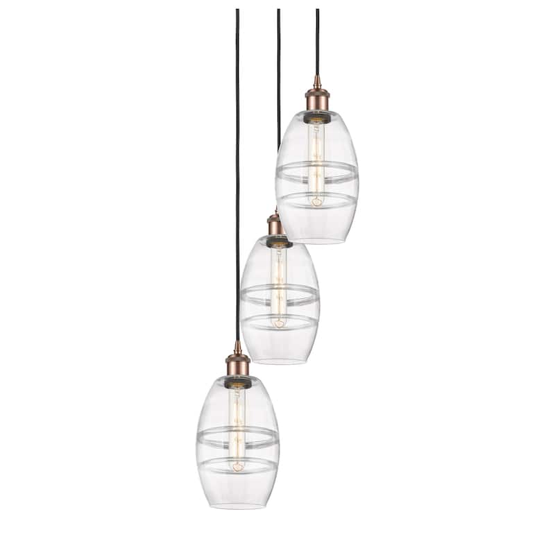 Innovations Lighting 113B-3P-25-12 Vaz Pendant Vaz 3 Light 12" Wide - Antique Copper / Clear