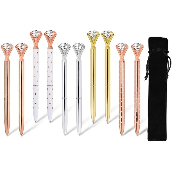 Diamond Colored Rose Gold Pens with Big Crystal Metal Ball Points. Opens flyout.