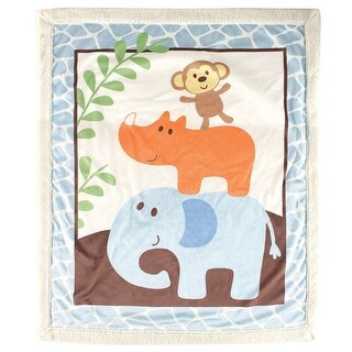 Luvable Friends Baby Boy Plush Blanket with Faux Shearling Back, Blue, One Size - Blue - One Size