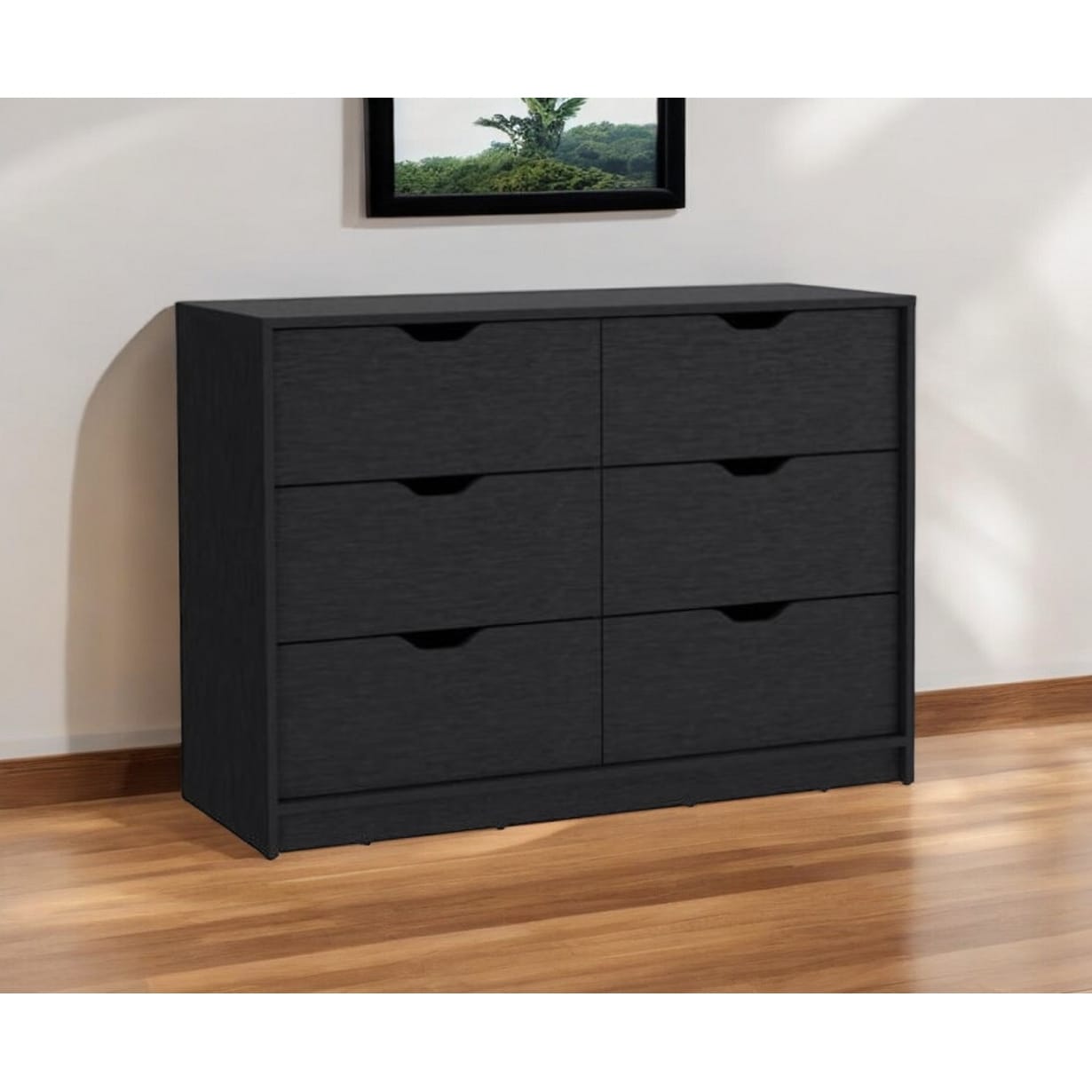 HomeRoots 42" Black Four Drawer Double Dresser