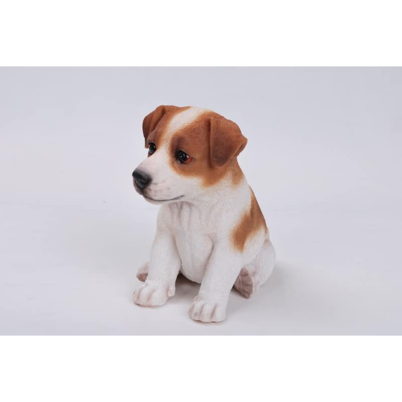 Sitting Jack Russel Terrier Puppy Outdoor Garden Statue - 6.5"