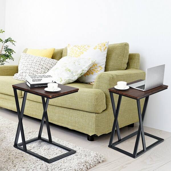 Shop Gymax Set Of 2 Snack Table Sofa Side End Table Coffee Tray