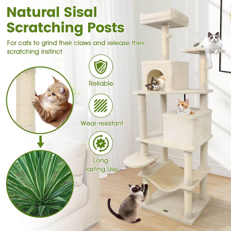 Costway 70” Cat Tree for Indoor Cats with Padded Top Perch, Dual - See Details