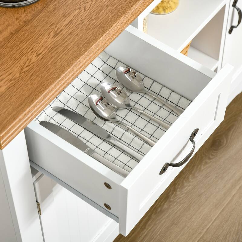 HOMCOM 42" Accent Sideboard Storage Cabinet, Serving Buffet with Drawers and Adjustable Shelves for Dining Room, Living Room