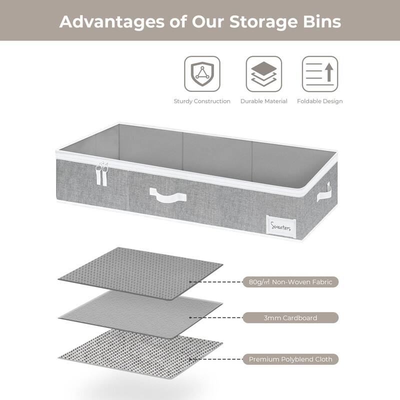 Underbed Storage,Fabric Organizers with Reinforced Handles & Label Holders,2-Pack