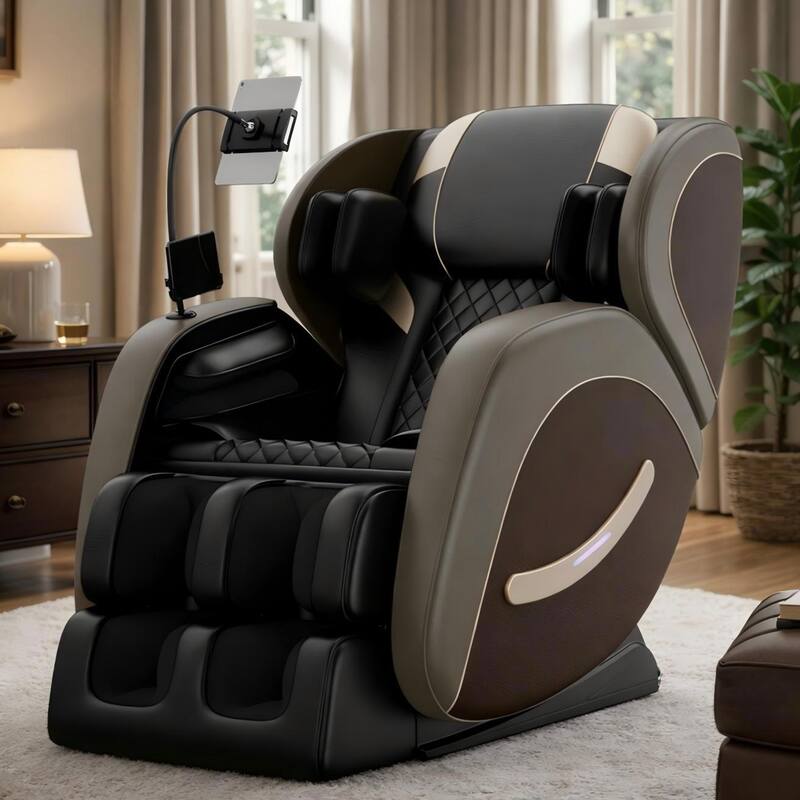 Luxury Zero Gravity Full-Body Massage Chair with Heating, Bluetooth Audio, and Foot Rollers - Home Relaxation Recliner