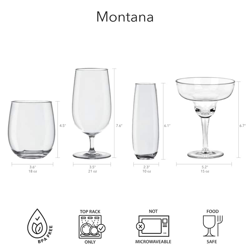 Abode Homewares Montana Acrylic Wine Glass - Clear - 22 oz - Set of 6