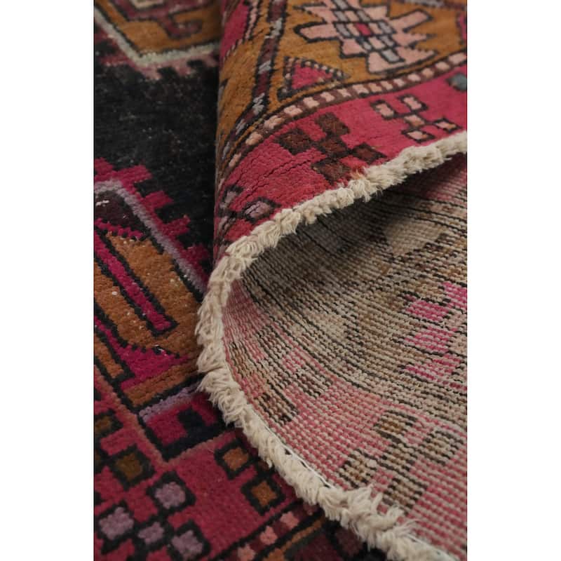 Hand Knotted Oriental 100% Wool Carpet Traditional Tribal Black Ardebil Runner Rug - 10' 6'' X 4' 3''